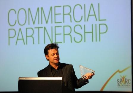 Mike Heath, General Manager RaboPlus, receives the Commercial Partnership award at the SPARC Awards held in Wellington this week.